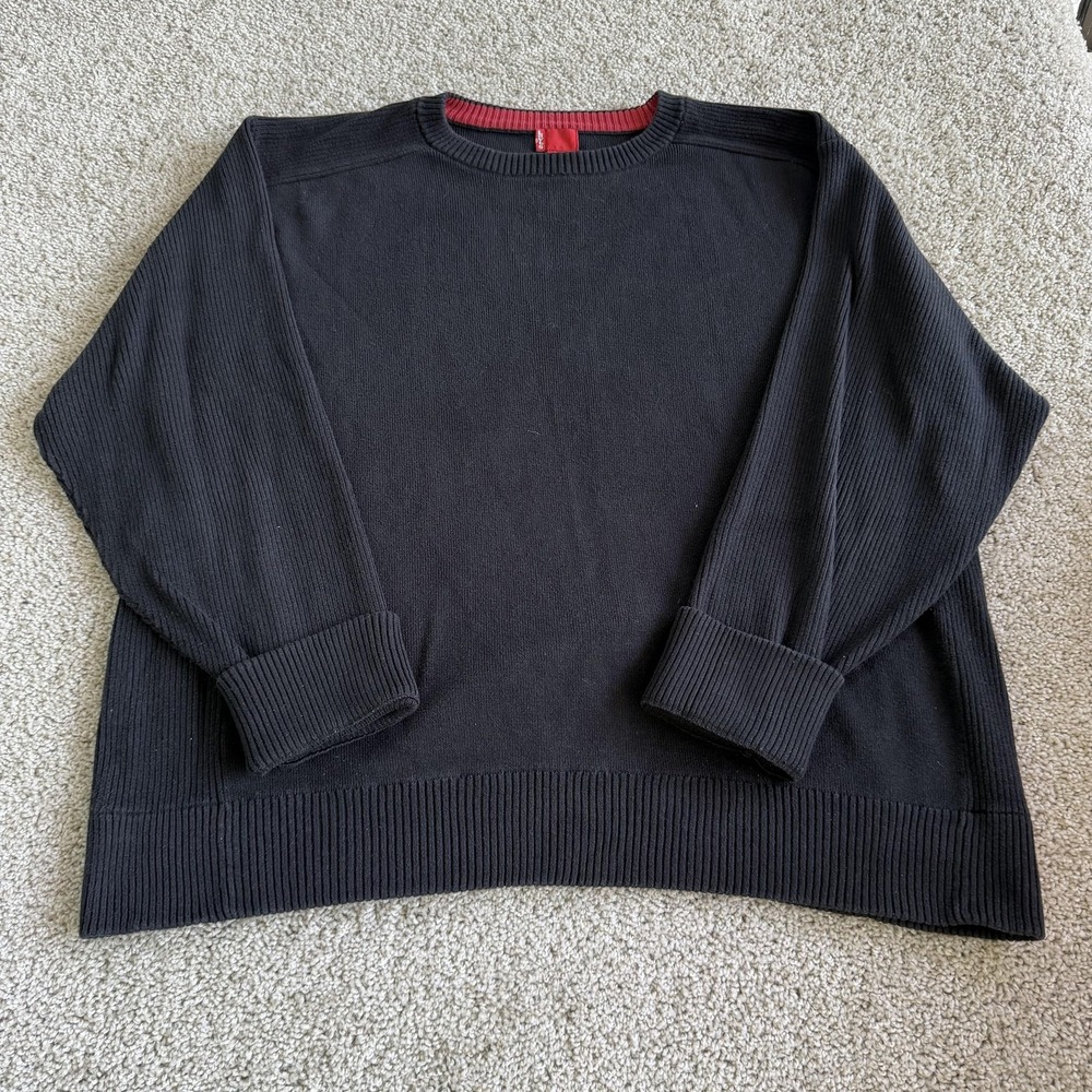 Y2K Levi's Sweater Mens XL Black Cotton Tight Knit Crewneck Pullover Casual